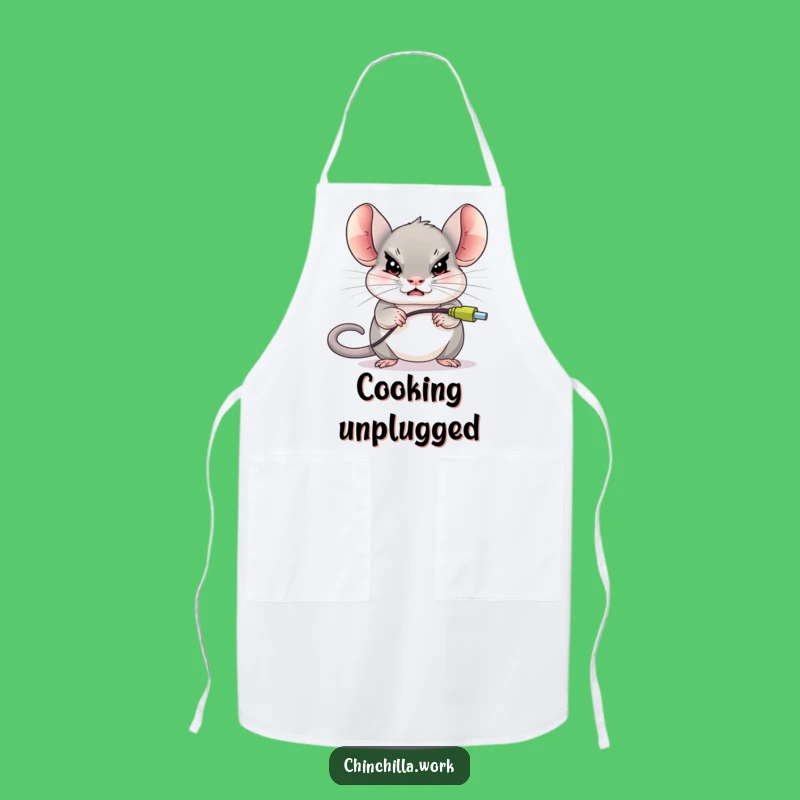 Funny Chinchilla Mouse Unplug Apron - Hilarious Tech Cooking Gift