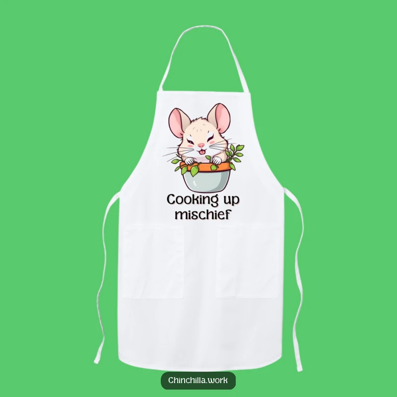 Funny Chinchilla Kitchen Sneak Apron: Hilarious Mischief Design for Playful Cooks