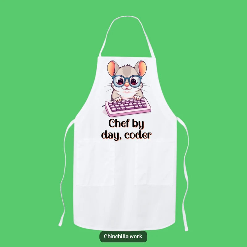 Funny Apron: Chinchilla Typing Chef, Comical Gift for Kitchen Productivity