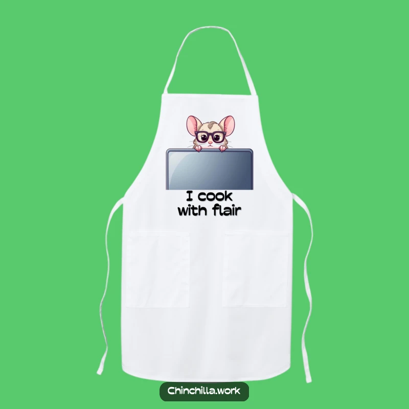 Funny Chinchilla Apron: Tiny Reading Glasses Over Monitor Kitchen Wear for a Smart Cook