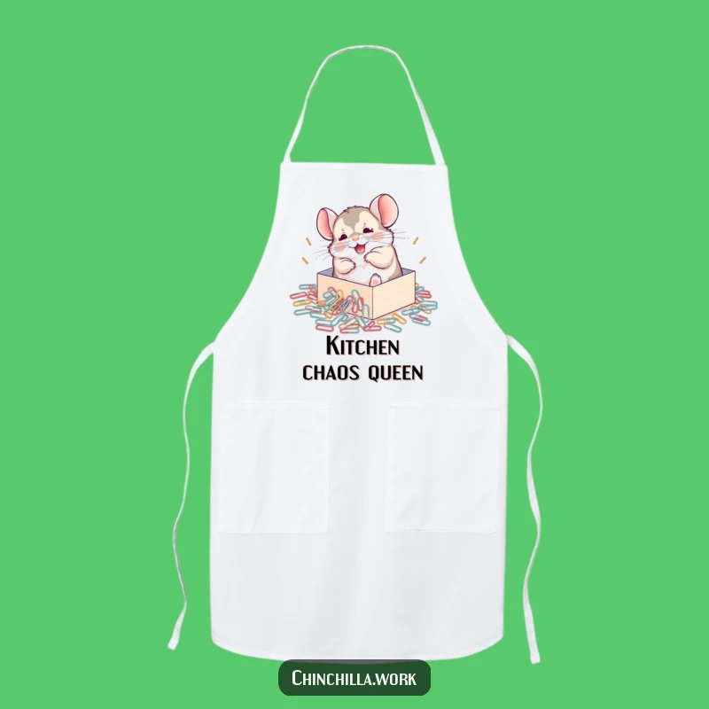 Funny Chinchilla Paperclip Apron: Joyful Rolling Rodent Wear for a Playful Chef