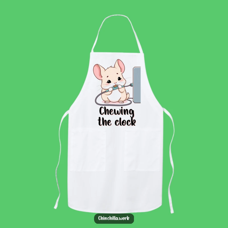 Funny Kawaii Office Chinchilla Apron: Kitchen Cable Chaos, Practical & Humorous Gift