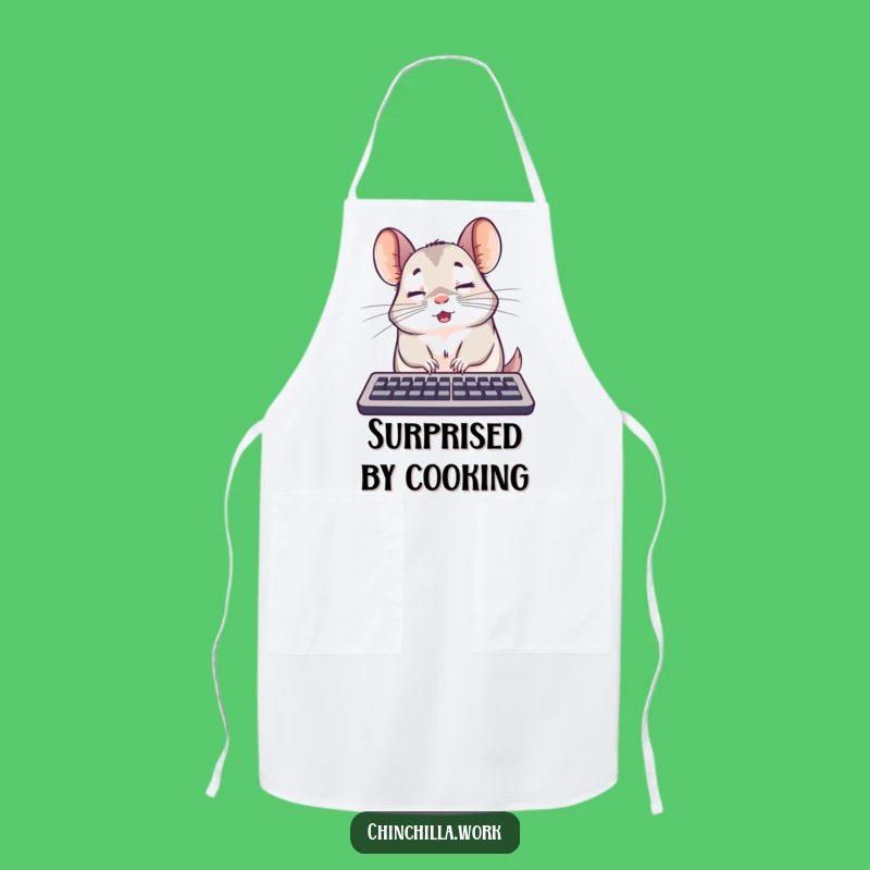 Funny Surprised Chinchilla Keyboard Apron - Sleepy Kitchen Style - Funny Gift