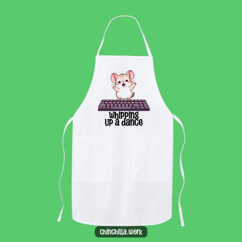 Funny Kawaii Office Chinchilla Keyboard Dance Apron: Cook & Dance