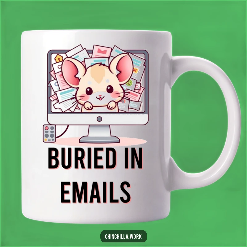 Funny Chinchilla Inbox Mug: Overwhelmed Office Life Humor, Perfect Gift