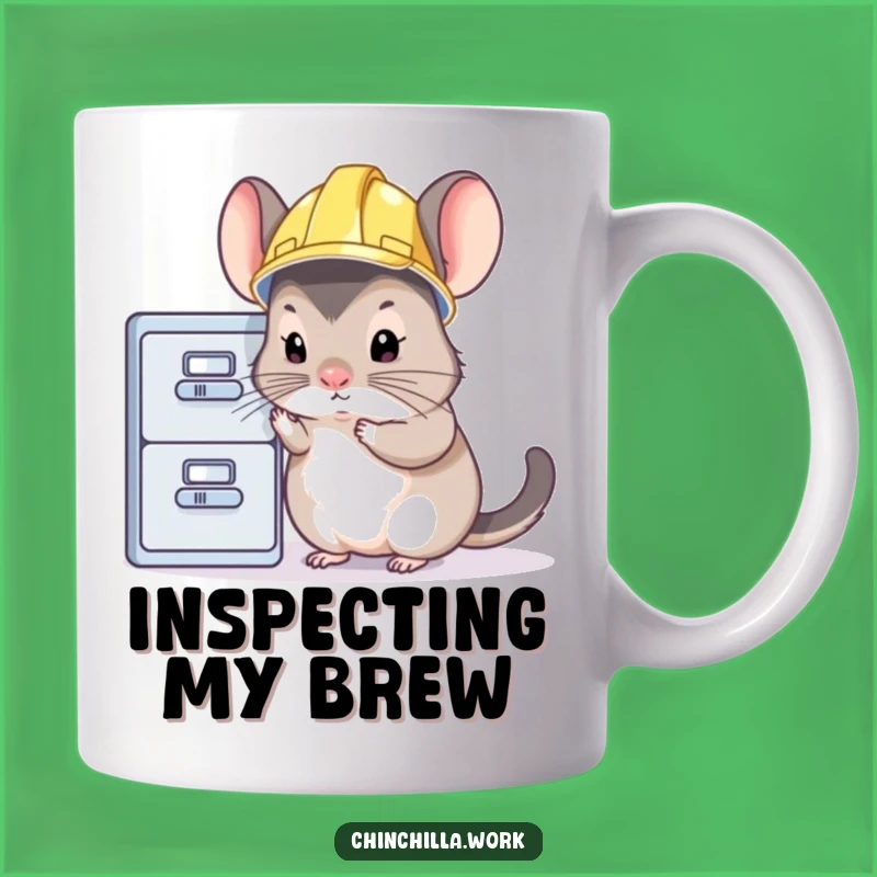 Funny Chinchilla Inspector Mug: Diligent Rodent Hard Hat Humour Gift