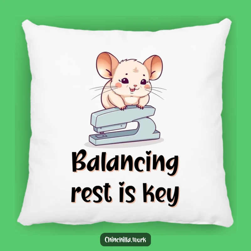 Funny Chinchilla Stapler Pillow: Balancing Act Cushion for Cozy, Adventurous Decor