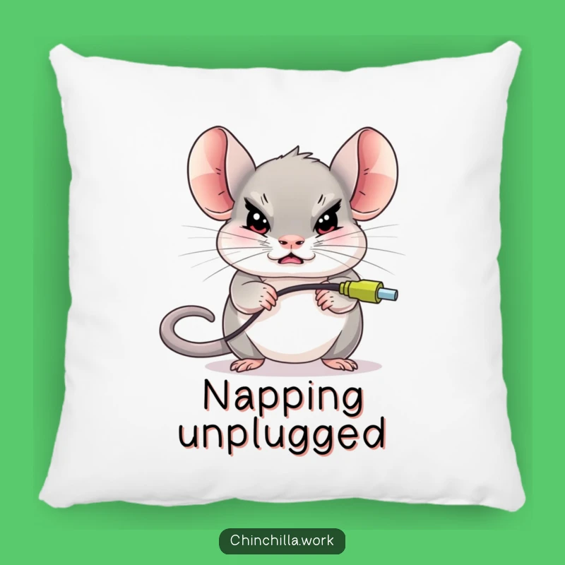 Funny Chinchilla Mouse Unplug Pillow - Cozy Tech Humor Gift