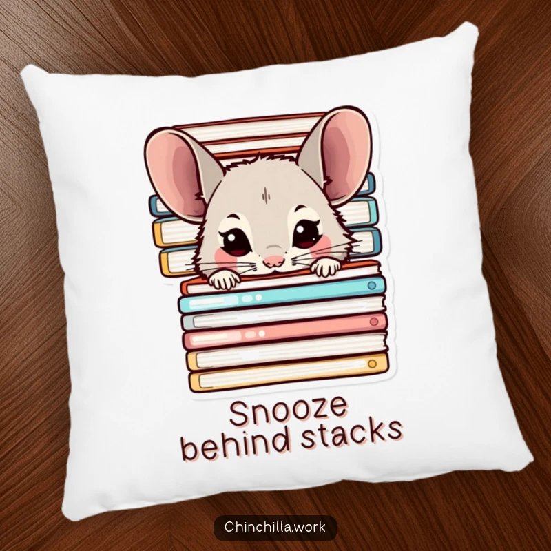 Funny Chinchilla Pillow: Soft cushion featuring a chinchilla hiding behind folders, adds comfort and humor, a funny gift.