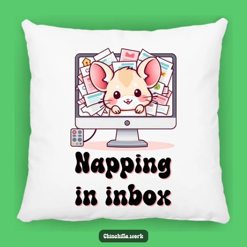 Funny Chinchilla Pillow: Cozy Office Humor, Overflowing Inbox Design, Perfect Gift