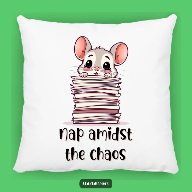 Funny Pillow: Chinchilla Paper Pile Cushion, Comical Comfort Gift for Desk Dwellers