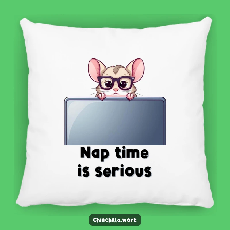 Funny Chinchilla Pillow: Adorable Reading Glasses Over Monitor Cushion for Cozy, Smart Decor
