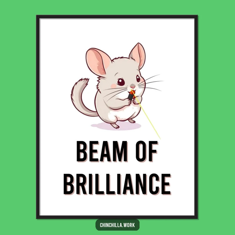 Funny Chinchilla Digital Art - Printable Laser Chase Print, Unique Funny Gift