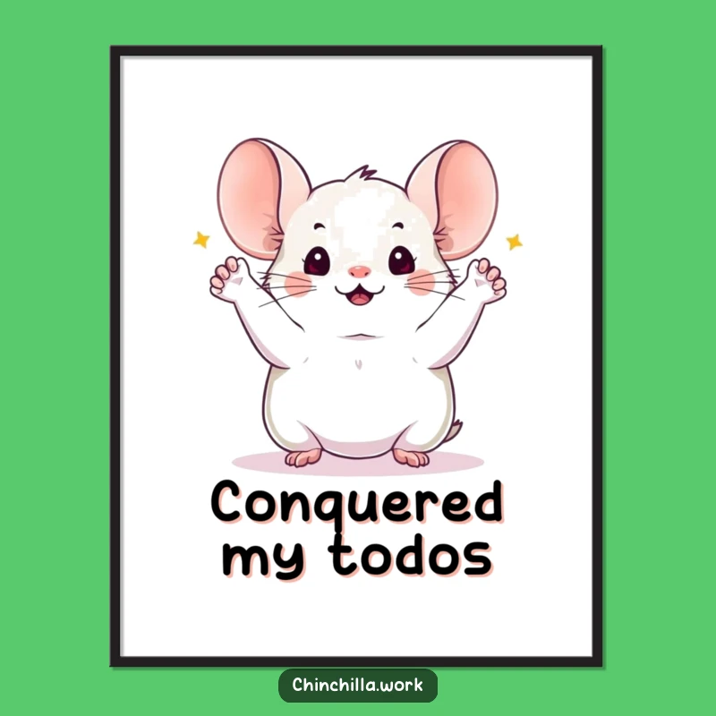 Funny Chinchilla Celebration Digital Art Print: Instant Motivational Decor