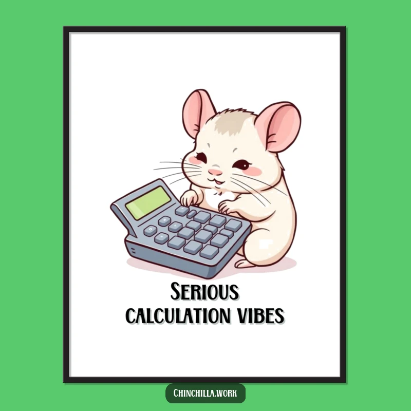 Funny Chinchilla Calculator Digital Art Print - Instant Hilarious Office Decor