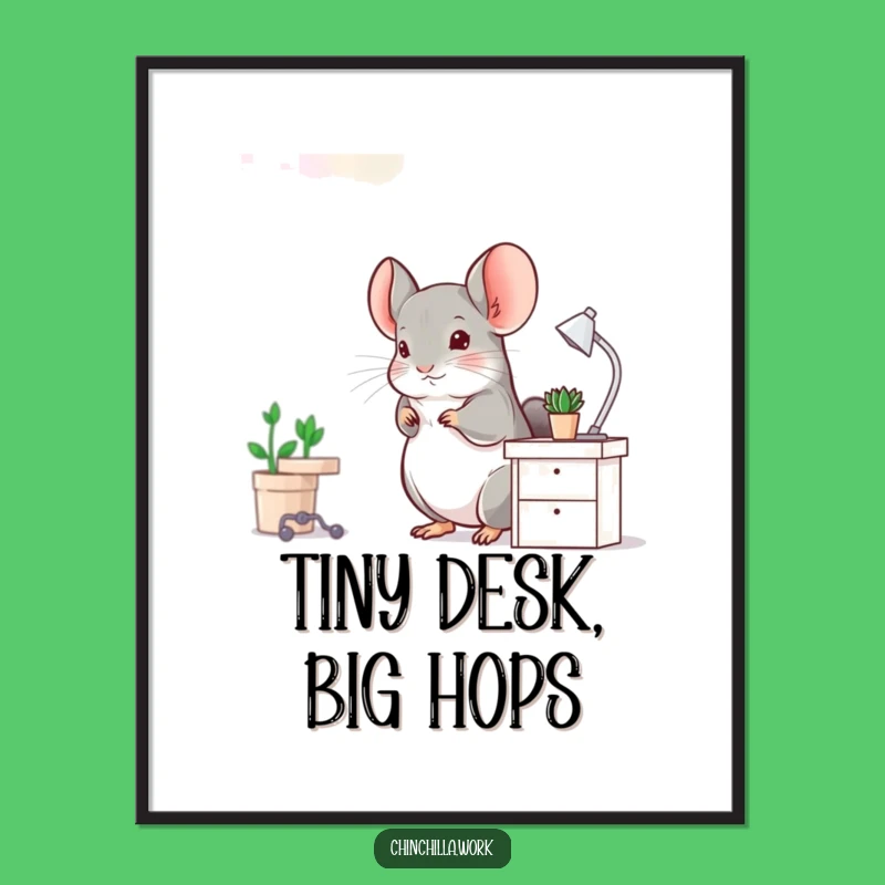 Funny Chinchilla Desk Hop Art - Hilarious Energetic Design Digital Print Gift