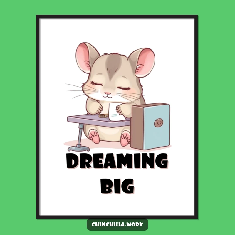 Funny Chinchilla Desk Nap Digital Print - Adorable Sleepy Rodent Wall Art