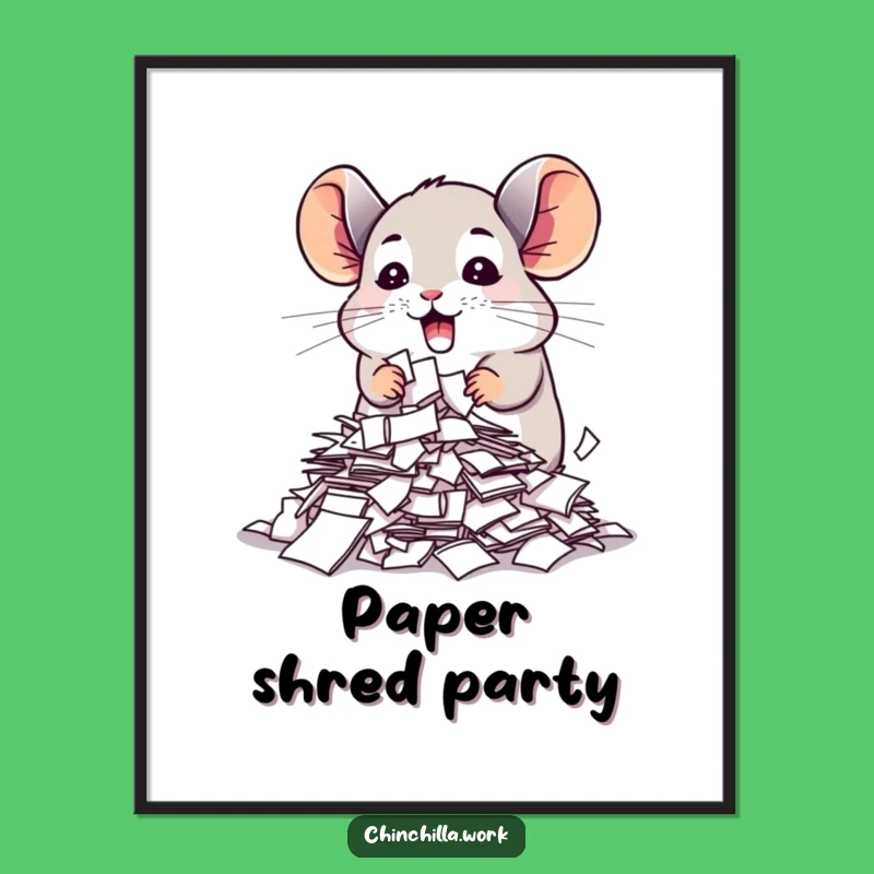 Funny Chinchilla Digital Art Shredding Papers for Walls