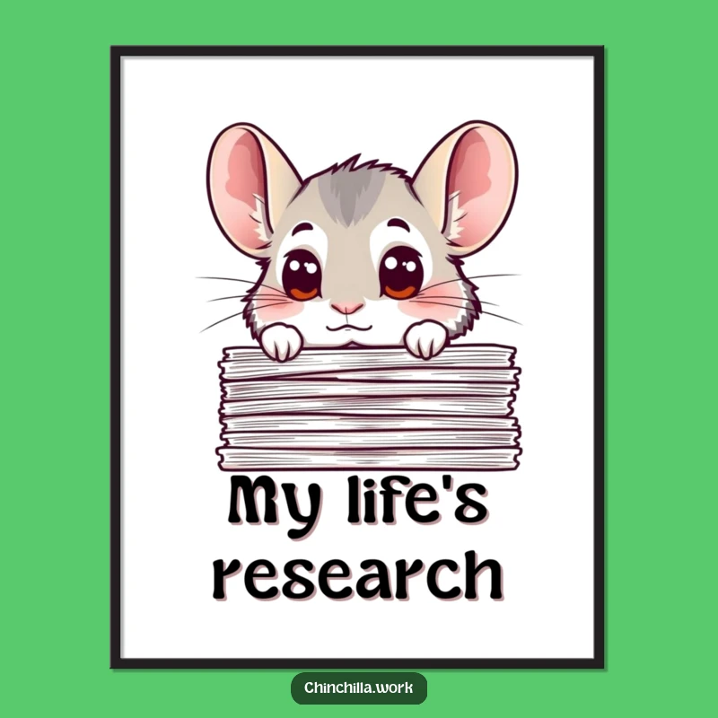 Funny Chinchilla Document Peek Digital Art Print: Instant Humorous Decor for Any Space
