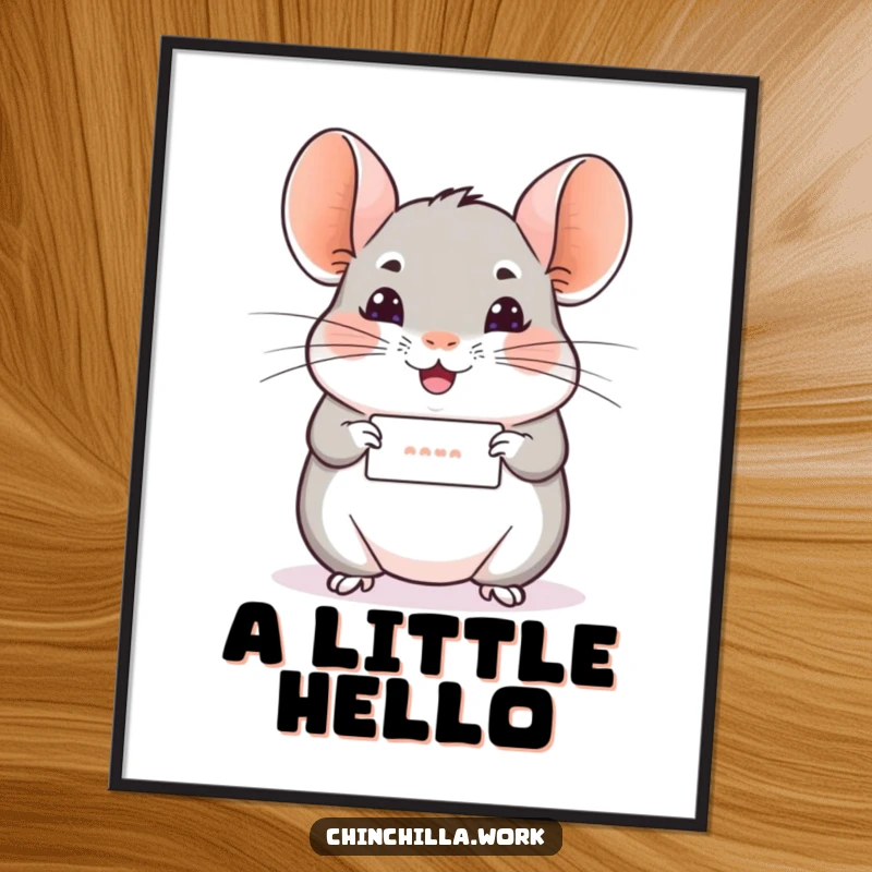 Funny Chinchilla Digital Art: A chinchilla offers a tiny rolled message with a cheerful wiggle, bringing humorous joy and positivity.