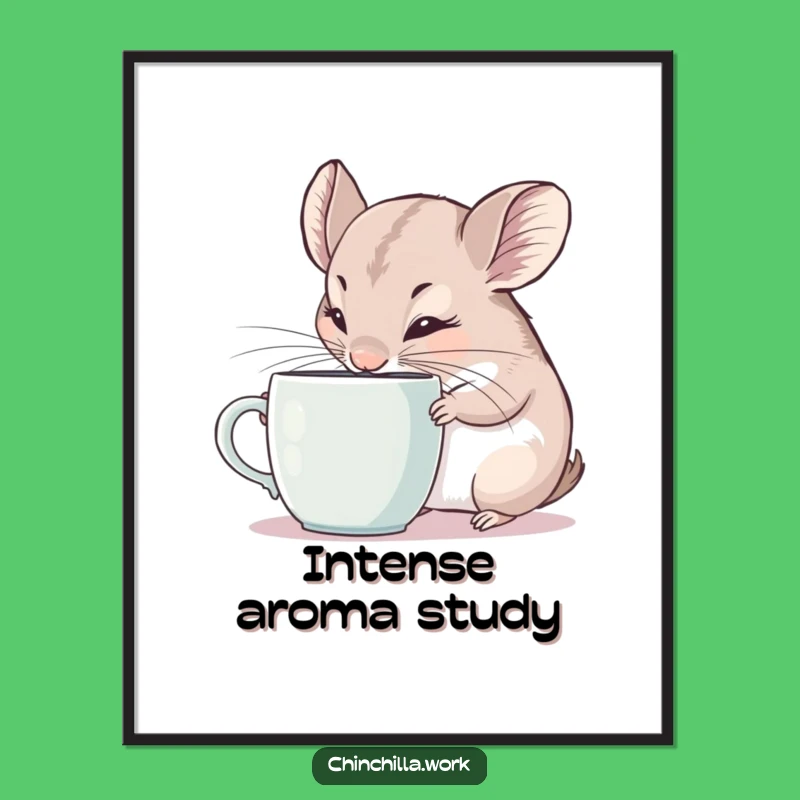 Funny Digital Art: Chinchilla Coffee Investigation, Comical Gift for Cafe Decor