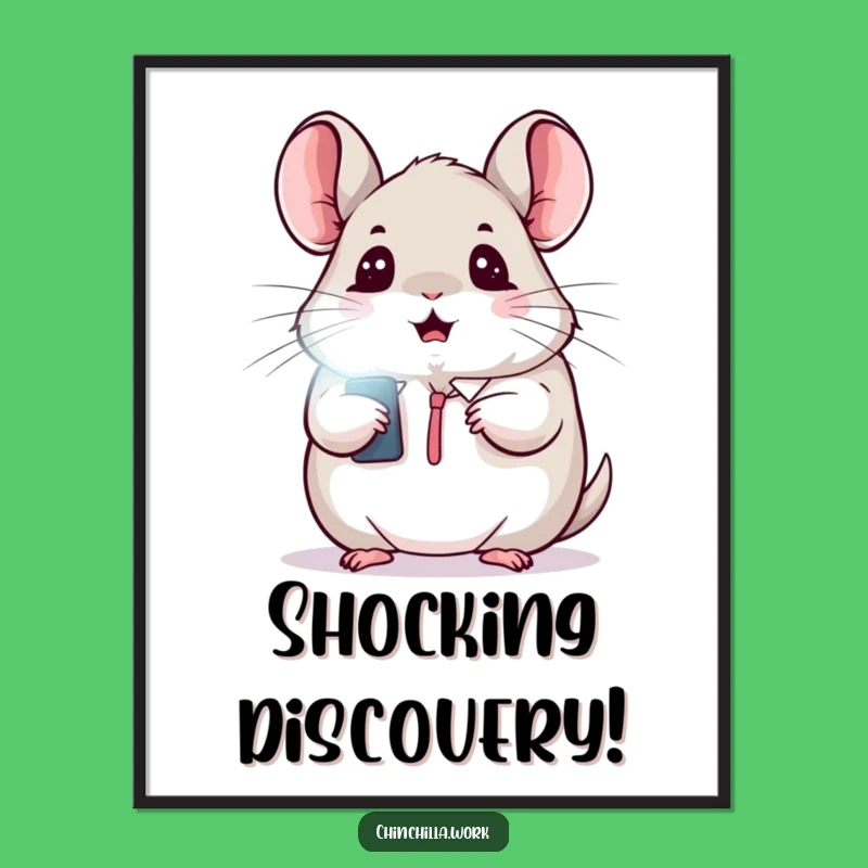 Funny Kawaii Office Chinchilla Digital Art: Surprise Moment, Instant Humorous Decor Gift