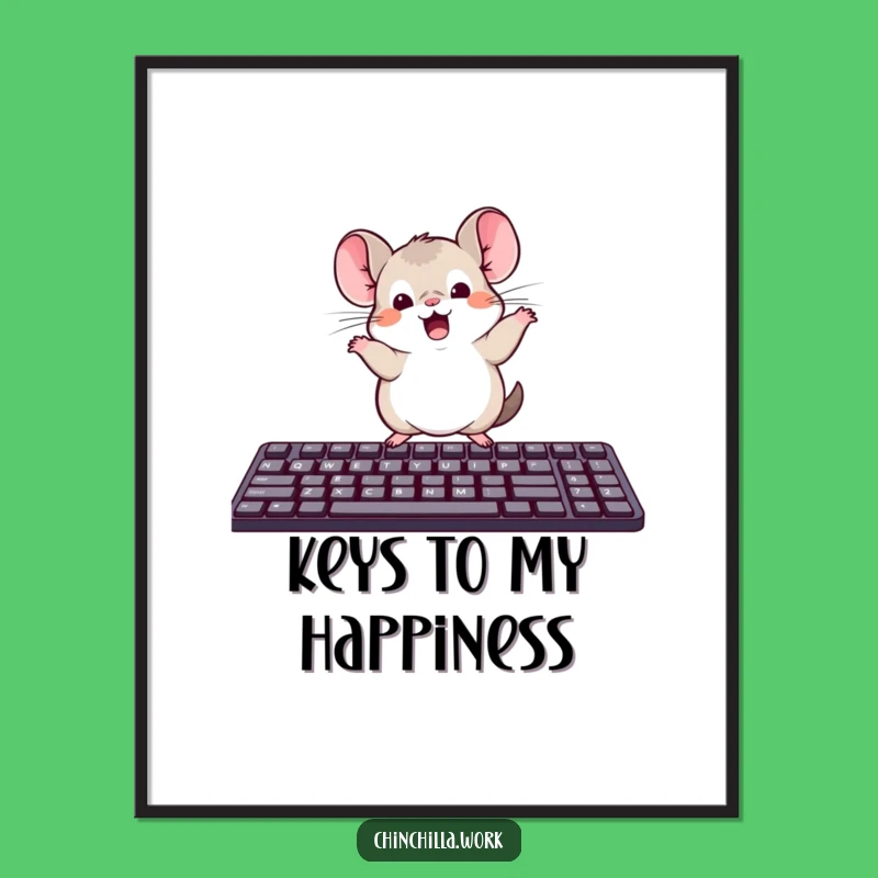 Funny Kawaii Office Chinchilla Keyboard Dance Digital Print: Instant Party Vibe