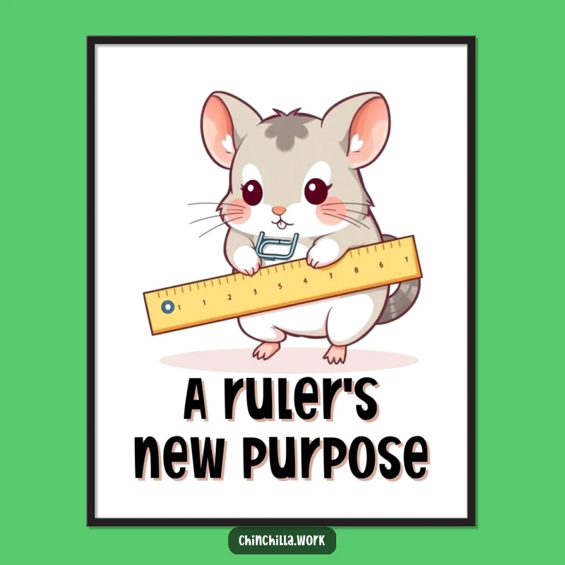 Funny Kawaii Office Chinchilla Ruler Seesaw Digital Print: Instant Desk Cheer