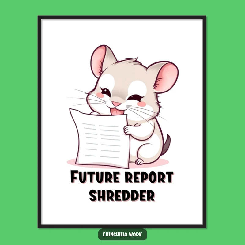 Funny Chinchilla Digital Art: Mischievous Report Chewing, Perfect Wall Art Funny Gift
