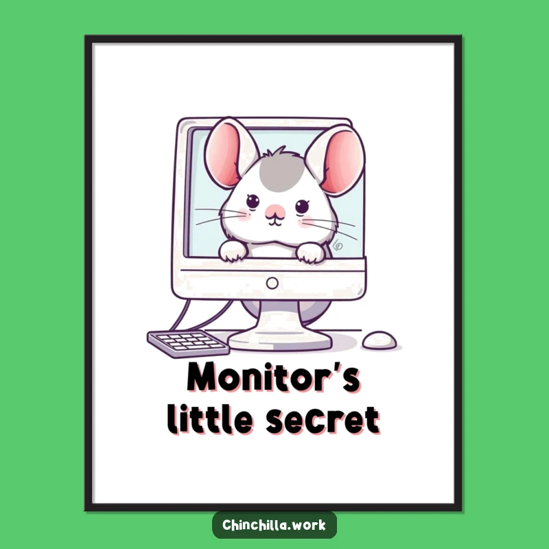 Funny Office Chinchilla Digital Art: Instant Peek-a-Boo Download