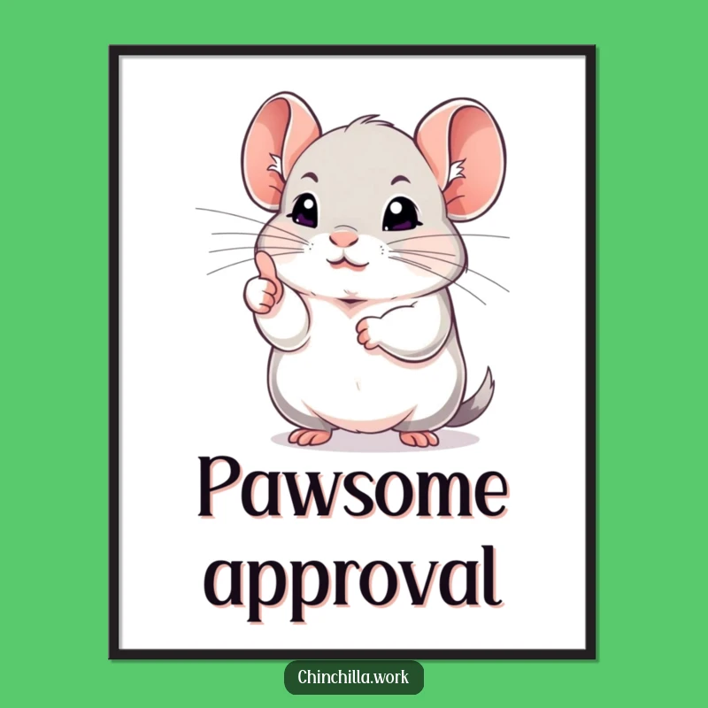 Funny Chinchilla Thumbs Up Art: Hilarious Rodent Digital Print for Positivity