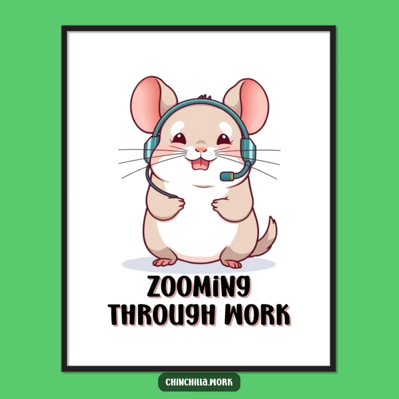 Funny Chinchilla Meeting Digital Art Print - Instant Virtual Office Decor