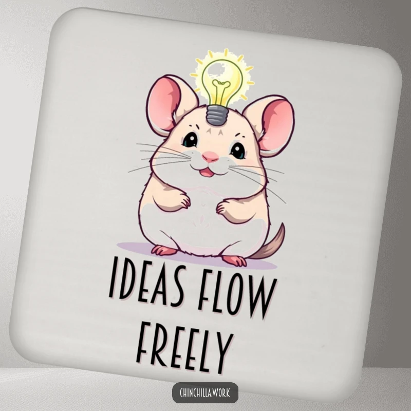 Funny Chinchilla Coaster featuring a lightbulb, offering surface protection with a clever and humorous design for any table.