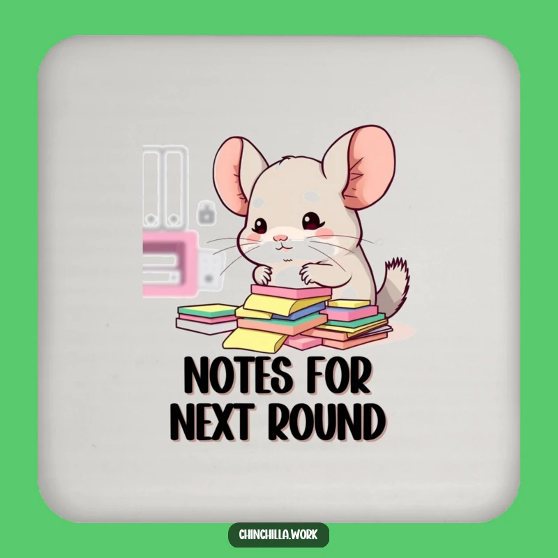 Funny Kawaii Office Chinchilla Coaster: Note Stacking, Cute & Humorous Gift