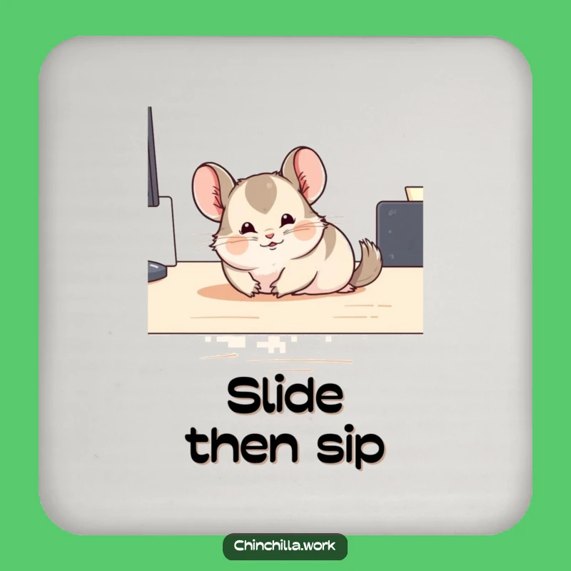 Funny Sliding Chinchilla Drink Coaster: Protect Surfaces with Humor