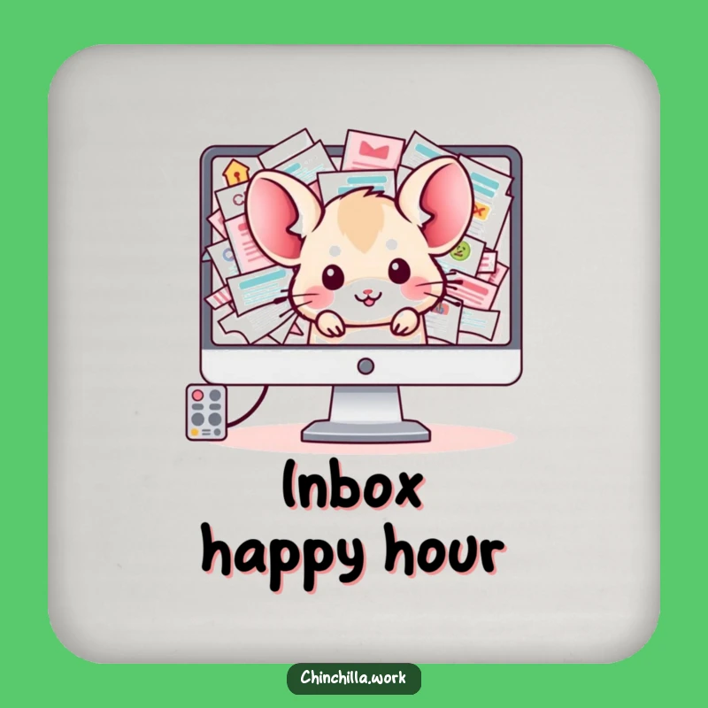 Funny Chinchilla Coaster: Office Inbox Protection, Perfect Tabletop Funny Gift