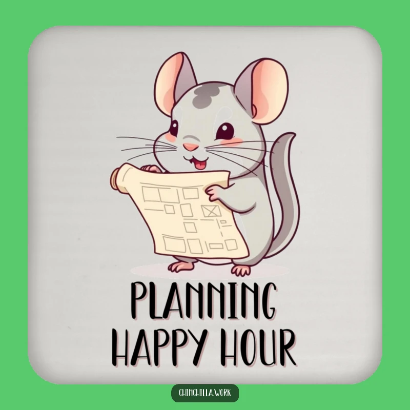 Funny Chinchilla Blueprint Coaster - Hilarious Designer’s Drink Rest Gift