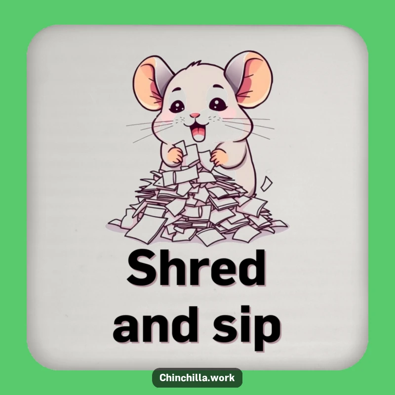 Funny Chinchilla Coaster Shredding Papers for Your Table