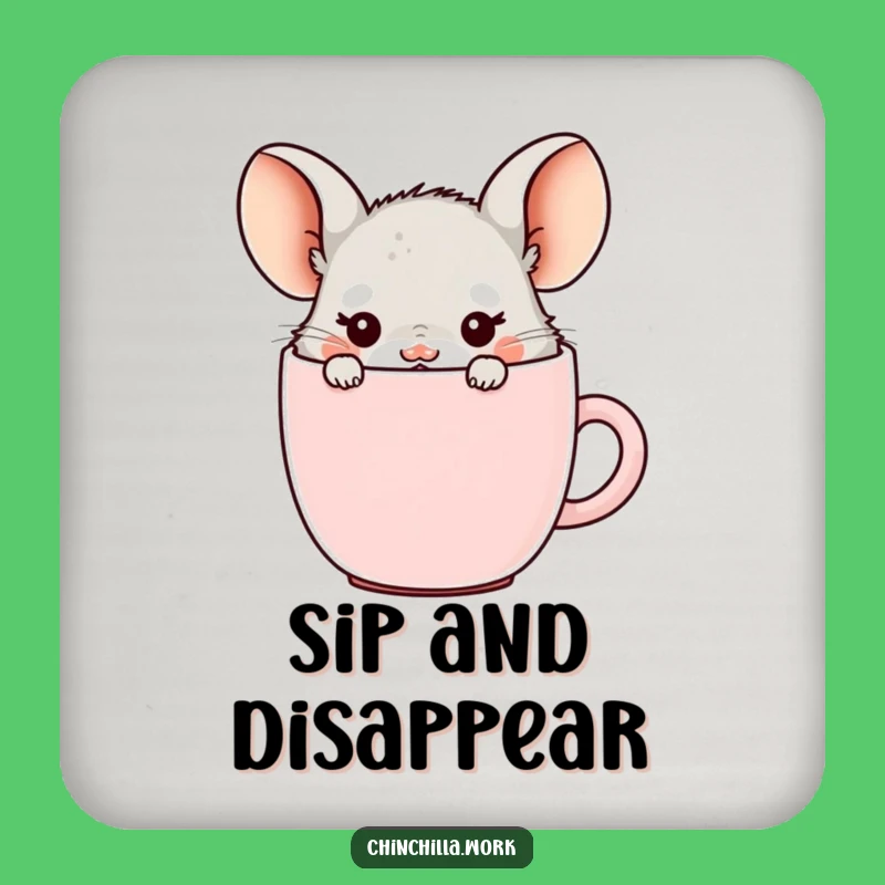 Funny Office Chinchilla Mug Coaster Set - Coffee Table Gift