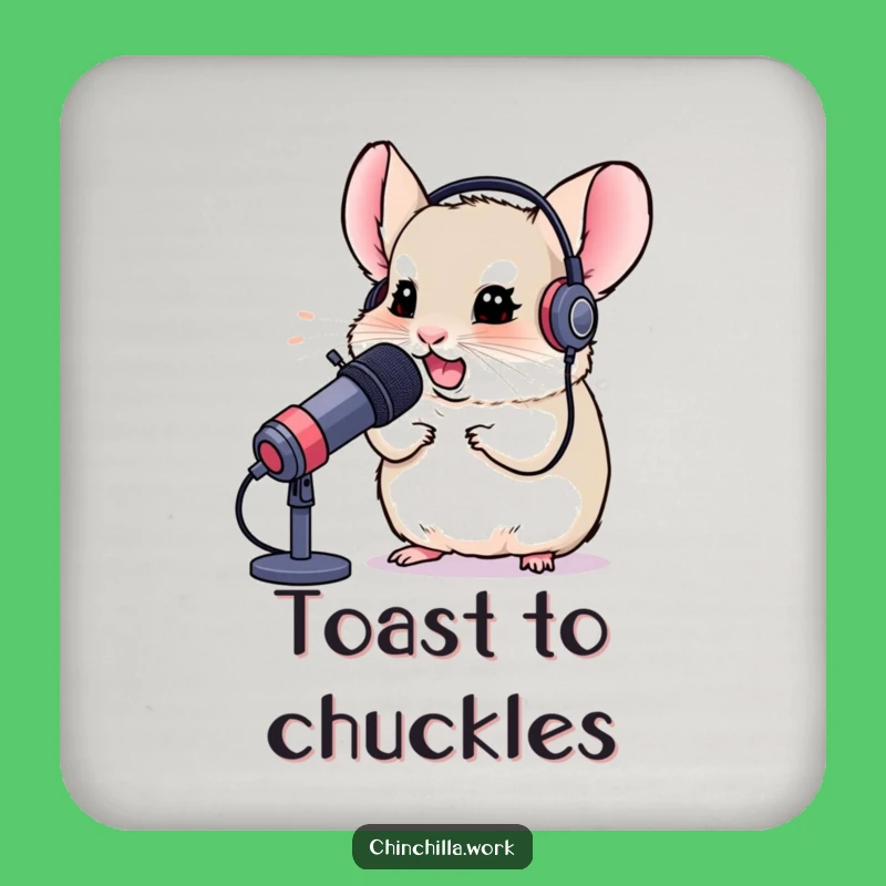 Funny Chinchilla Coaster - Gamer Headset Drink Accessory, Great Funny Gift
