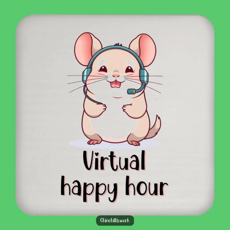 Funny Chinchilla Meeting Drink Coaster - Protect Surfaces with Virtual Office Humor