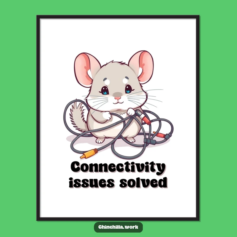 Funny Chinchilla Poster: Kawaii Tech Humor for Your Walls
