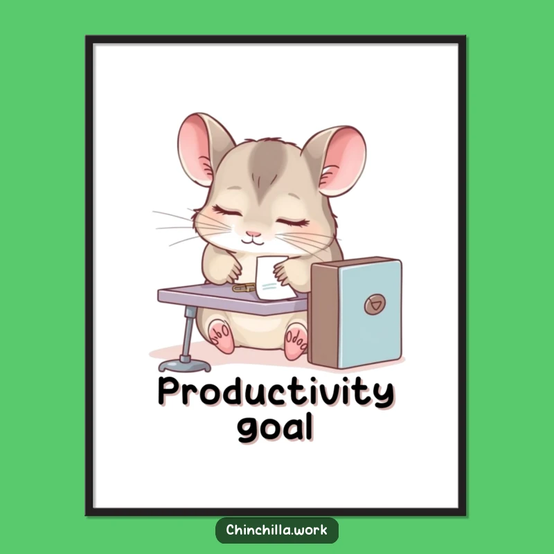 Funny Chinchilla Desk Nap Poster - Adorable Sleepy Rodent Office Art Print