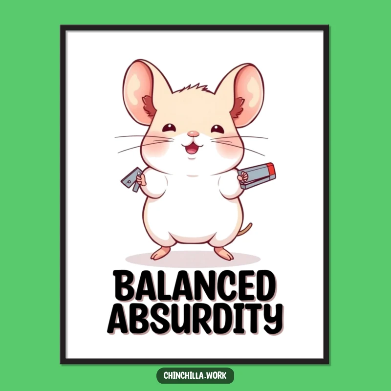 Funny Chinchilla Juggler Poster - Office Balance Art, Hilarious Funny Gift