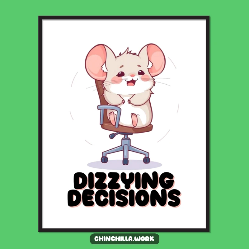 Funny Chinchilla Office Chaos Poster: Hilarious Rodent Spin Art Decor