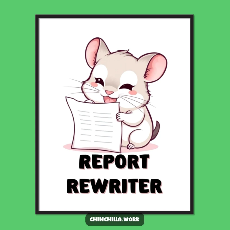 Funny Chinchilla Report Poster: Mischievous Office Art, Perfect Wall Decor Funny Gift