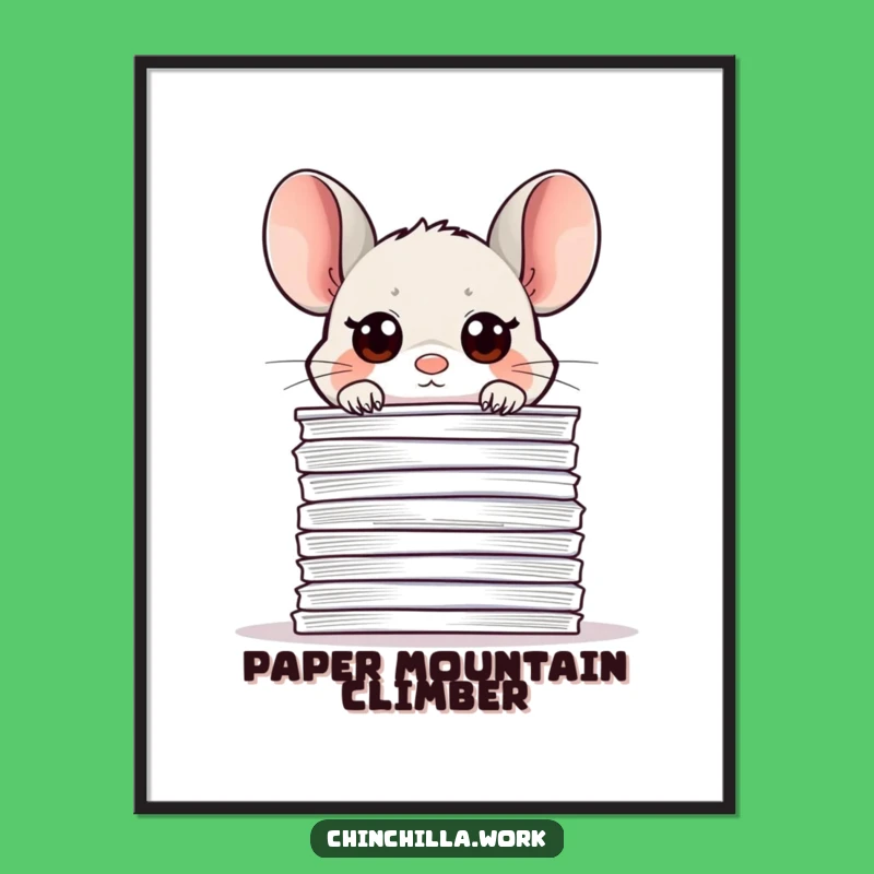 Funny Office Chinchilla Paper Stack Poster - Cute Desk Art Gift