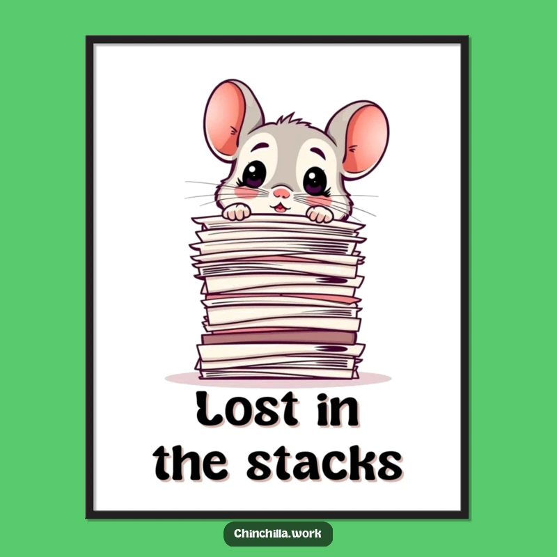 Funny Poster: Chinchilla Paper Panic Art, Comical Office Wall Decor Gift