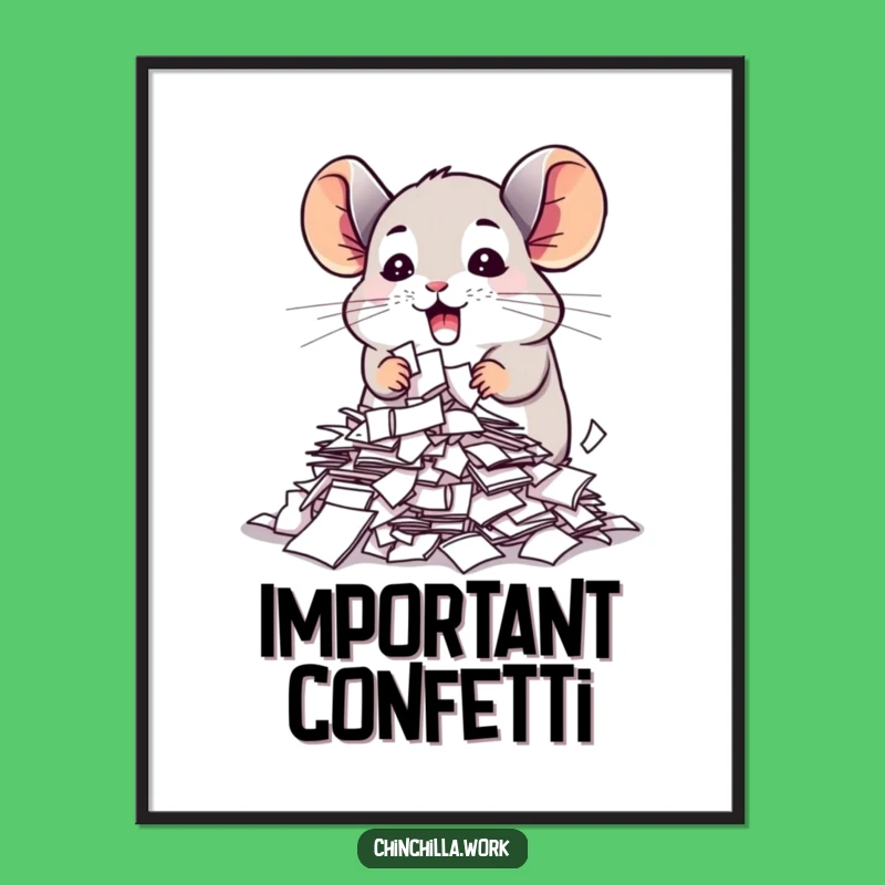 Funny Chinchilla Poster Shredding Papers for Office Walls