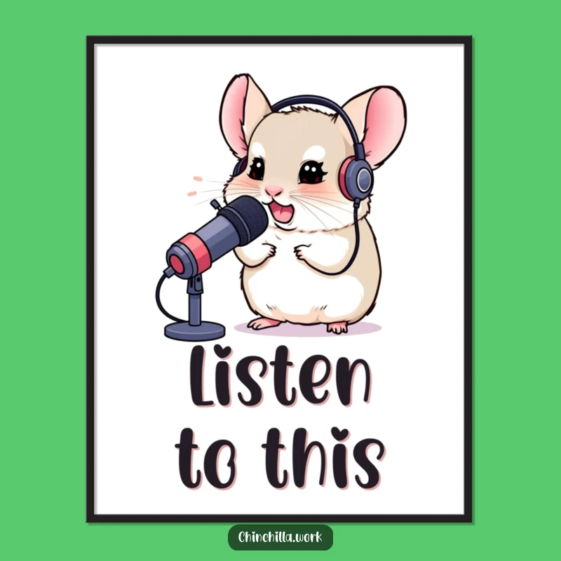 Funny Chinchilla Poster - Gaming Headset Art, Hilarious Funny Gift for Gamers